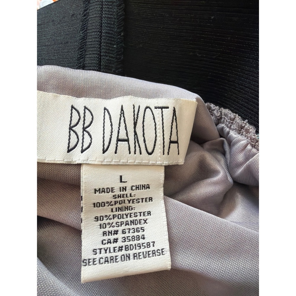 Y2K Fun Flirty BB Dakota Women Gray Floral Abstract Mini Skirt‎ Elastic Waist  L - Picture 3 of 3